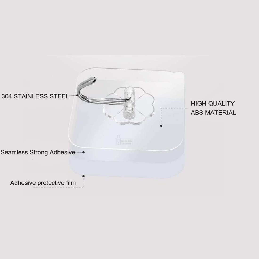 PVC Wall Hooks for Bathroom Accessories Without Drill, Pack of 5, Transparent