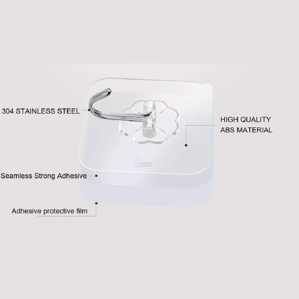 PVC Wall Hooks for Bathroom Accessories Without Drill, Pack of 5, Transparent