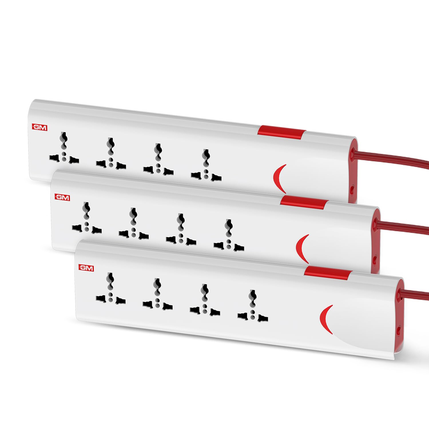 GM 3060 Extension Board 10Amp Output 250 Volts with 2 Mtr Extension Cord & Surge Protector | Master Switch, Safety Shutter, 4 International Sockets | Multi Plug Travel Adapter for Home Appliances