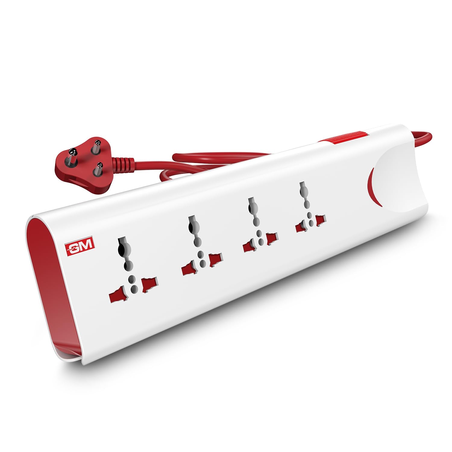 GM 3060 Extension Board 10Amp Output 250 Volts with 2 Mtr Extension Cord & Surge Protector | Master Switch, Safety Shutter, 4 International Sockets | Multi Plug Travel Adapter for Home Appliances