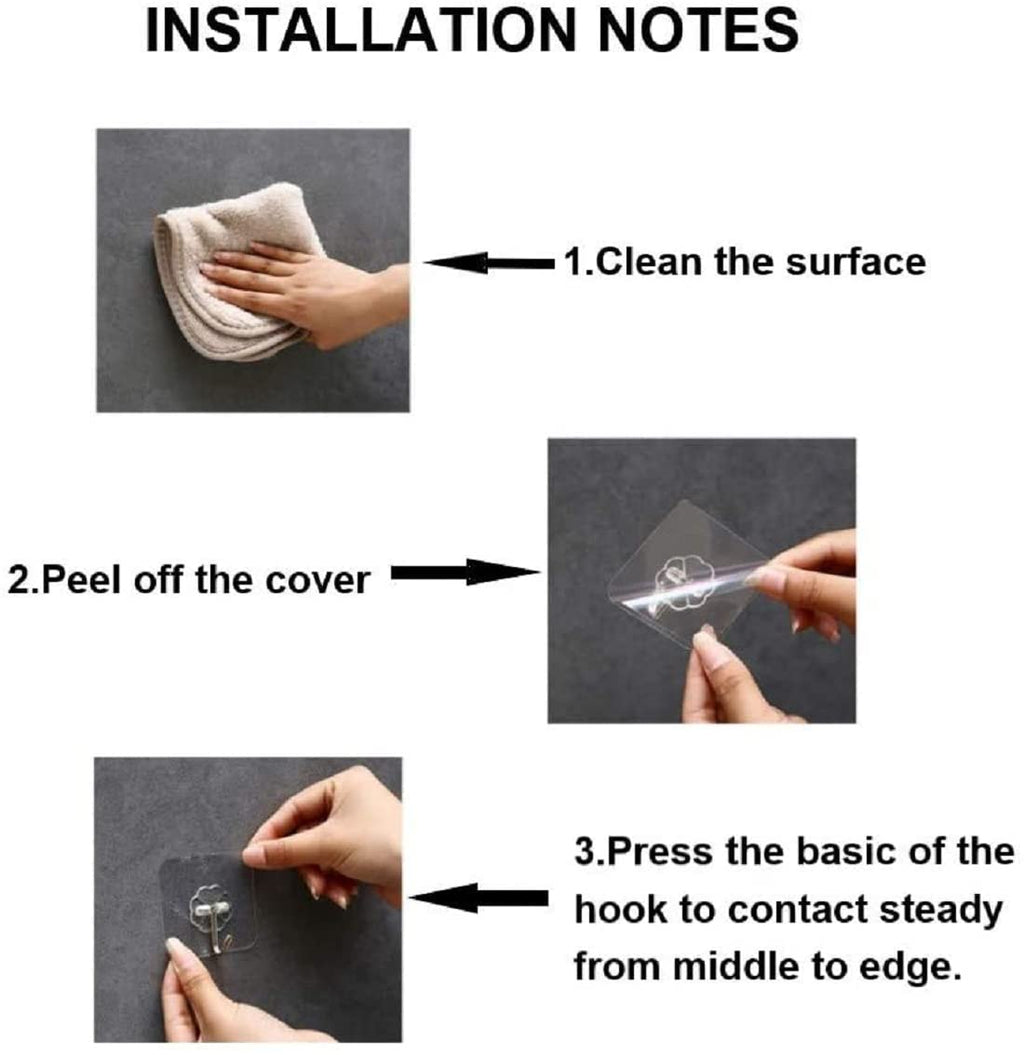 PVC Wall Hooks for Bathroom Accessories Without Drill, Pack of 5, Transparent