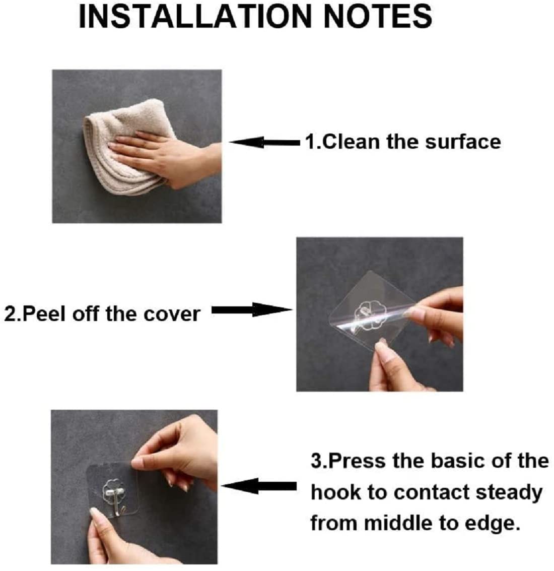 PVC Wall Hooks for Bathroom Accessories Without Drill, Pack of 5, Transparent