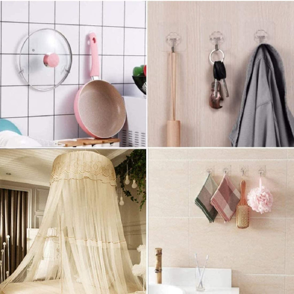 PVC Wall Hooks for Bathroom Accessories Without Drill, Pack of 5, Transparent