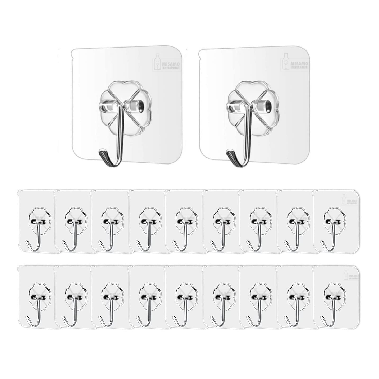 PVC Wall Hooks for Bathroom Accessories Without Drill, Pack of 5, Transparent
