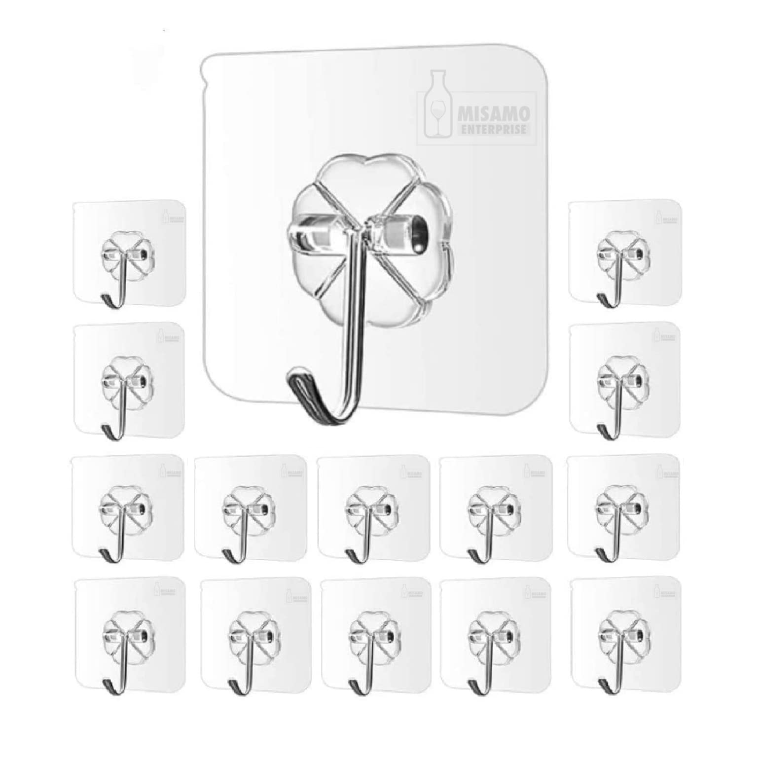 PVC Wall Hooks for Bathroom Accessories Without Drill, Pack of 5, Transparent