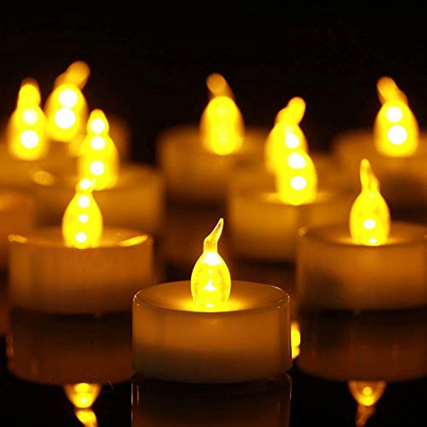 LED Tea Light Candle Flameless Diya Tea Light Tealights Yellow Light 10 Pcs