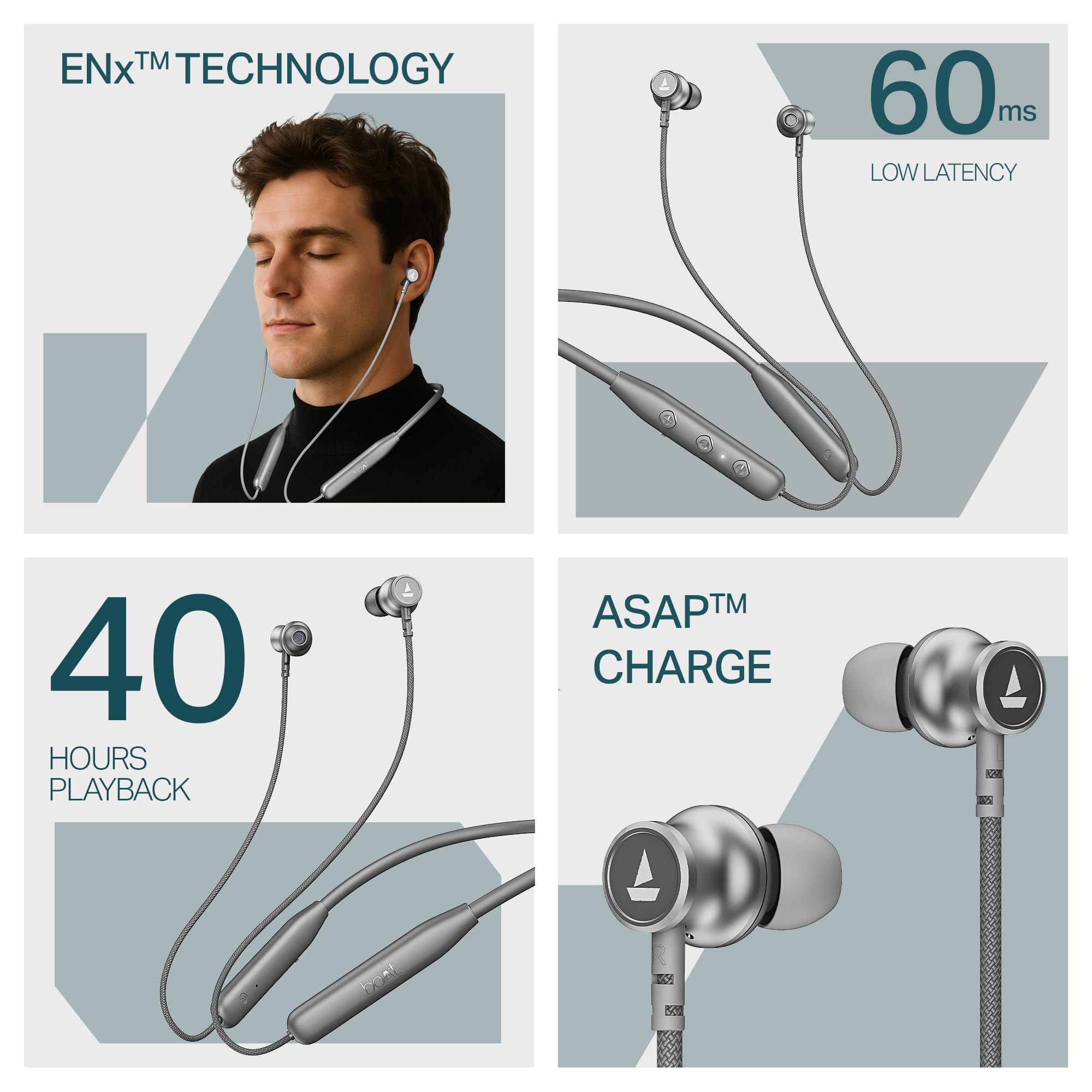 boAt 2025 Launch Rockerz 113, 40H Battery, Dual Pair, Fast Charge, ENx Tech, Stream Ad Free Music via App Support, Magnetic Buds, Bluetooth Neckband, Wireless with Mic in Ear Earphones (Active Black)