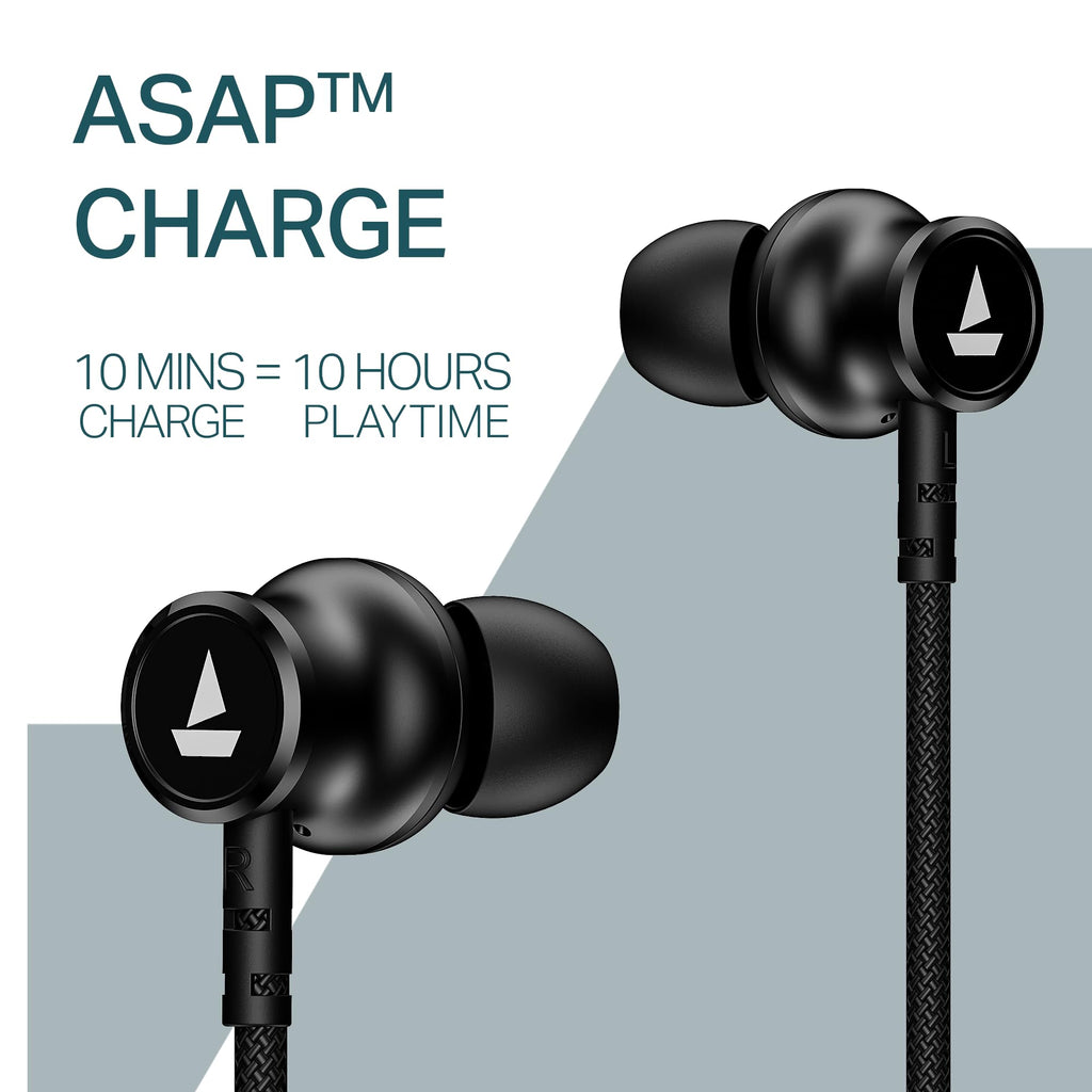 boAt 2025 Launch Rockerz 113, 40H Battery, Dual Pair, Fast Charge, ENx Tech, Stream Ad Free Music via App Support, Magnetic Buds, Bluetooth Neckband, Wireless with Mic in Ear Earphones (Active Black)