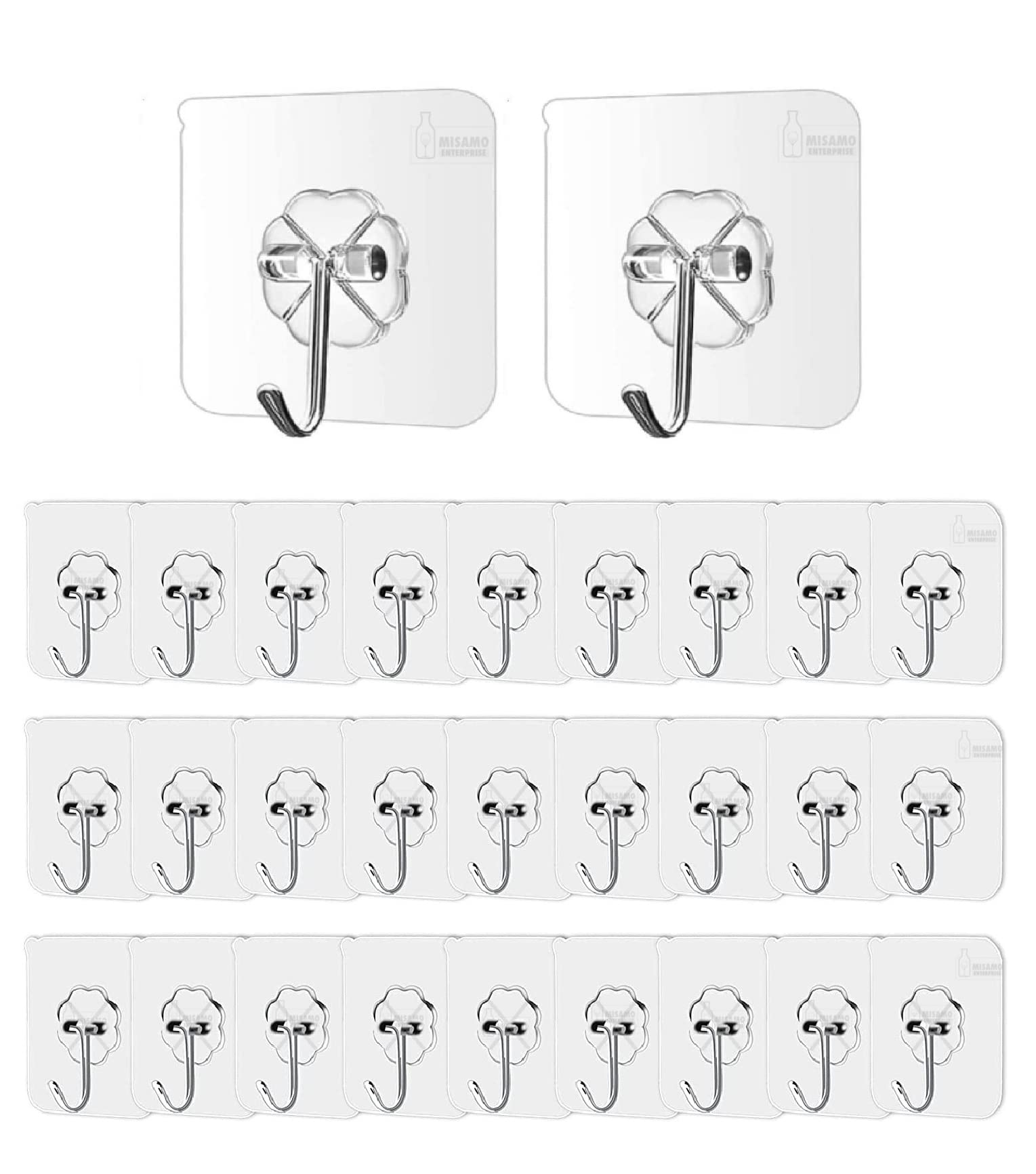 PVC Wall Hooks for Bathroom Accessories Without Drill, Pack of 5, Transparent