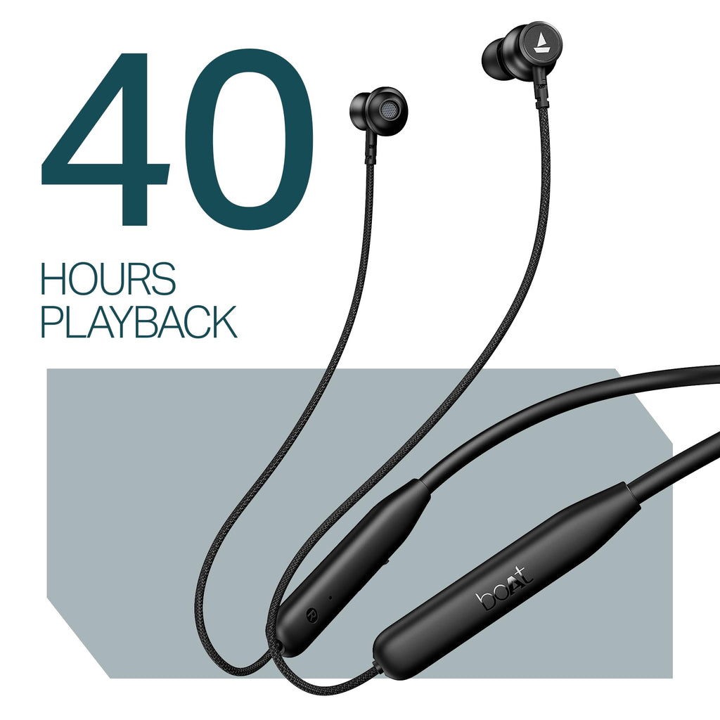 boAt 2025 Launch Rockerz 113, 40H Battery, Dual Pair, Fast Charge, ENx Tech, Stream Ad Free Music via App Support, Magnetic Buds, Bluetooth Neckband, Wireless with Mic in Ear Earphones (Active Black)