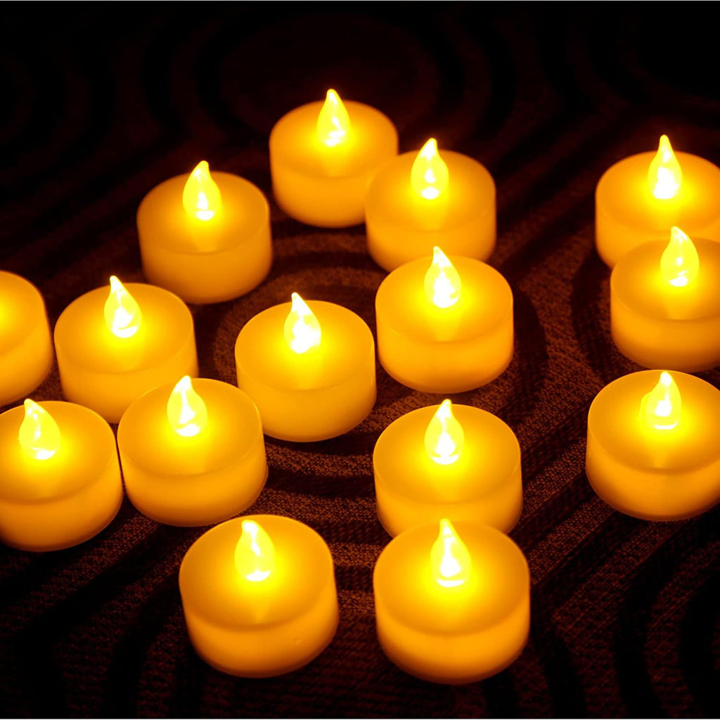 LED Tea Light Candle Flameless Diya Tea Light Tealights Yellow Light 10 Pcs