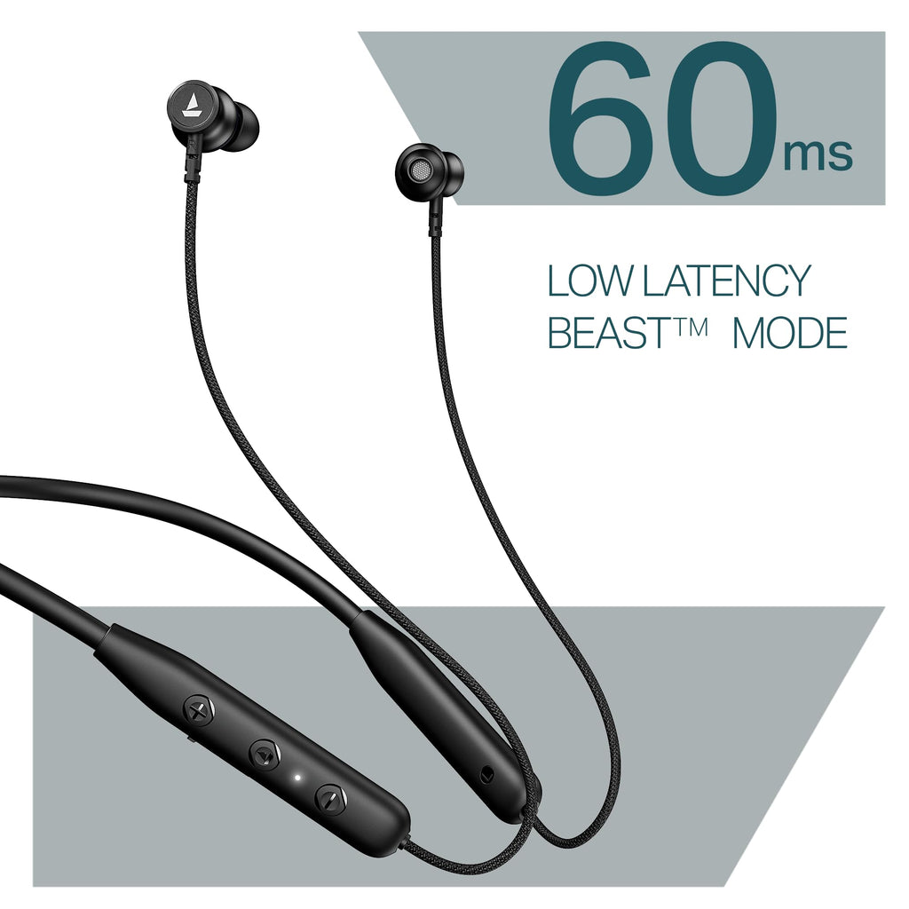 boAt 2025 Launch Rockerz 113, 40H Battery, Dual Pair, Fast Charge, ENx Tech, Stream Ad Free Music via App Support, Magnetic Buds, Bluetooth Neckband, Wireless with Mic in Ear Earphones (Active Black)