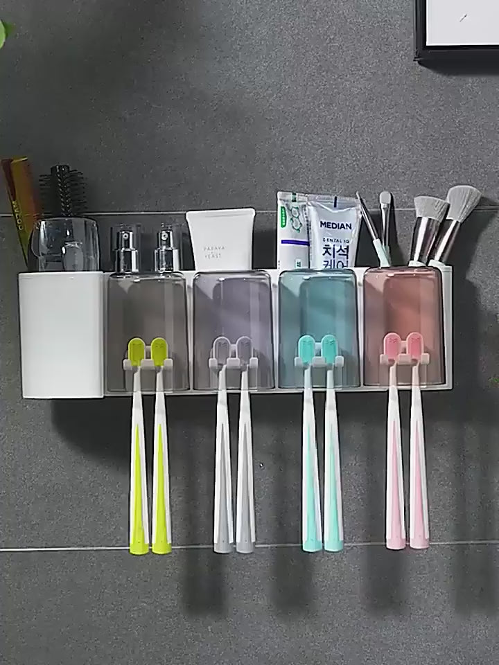 Plastic Toothbrush Holder Wall Mounted, 8 Toothbrush Holders